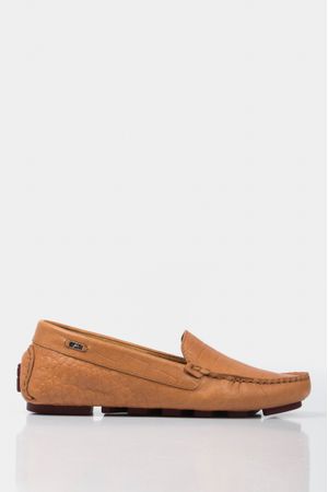 Mocasines planos laus de cuero para mujer grabado reptil