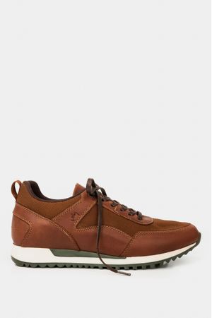 Zapatillas engeil de cuero para hombre suela bicolor