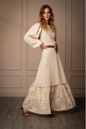 Falda encanto tejido plano para mujer bordados a tono