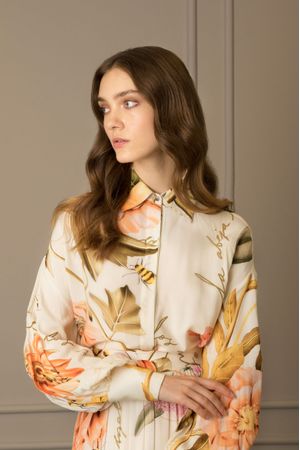 Blusa manga larga hierbabuena para mujer estampado floral