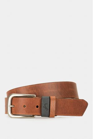 Cinturón unifaz arañón de cuero para hombre hebilla metálica Brandy