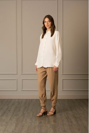 Camisa manga larga tomillo para mujer fit oversized Blanco