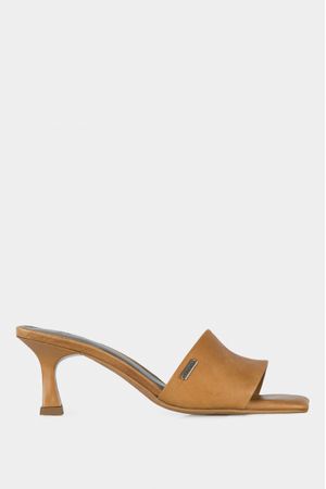Sandalias tacón amatista de cuero suave para mujer casuales