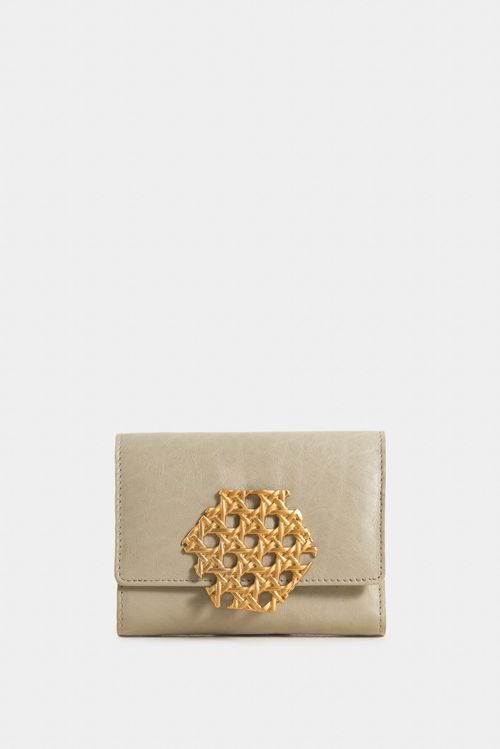 Billetera Taupe de cuero para mujer Lafaurie