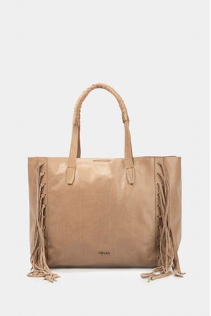 Bolso shopping geranio de cuero para mujer flecos