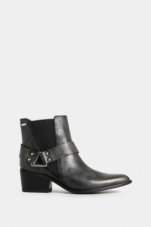 Botines cicuta de cuero brush off para mujer estribo triangular