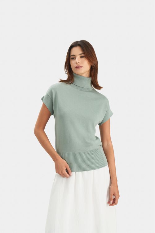 Camiseta amanita tejida para mujer cuello tortuga